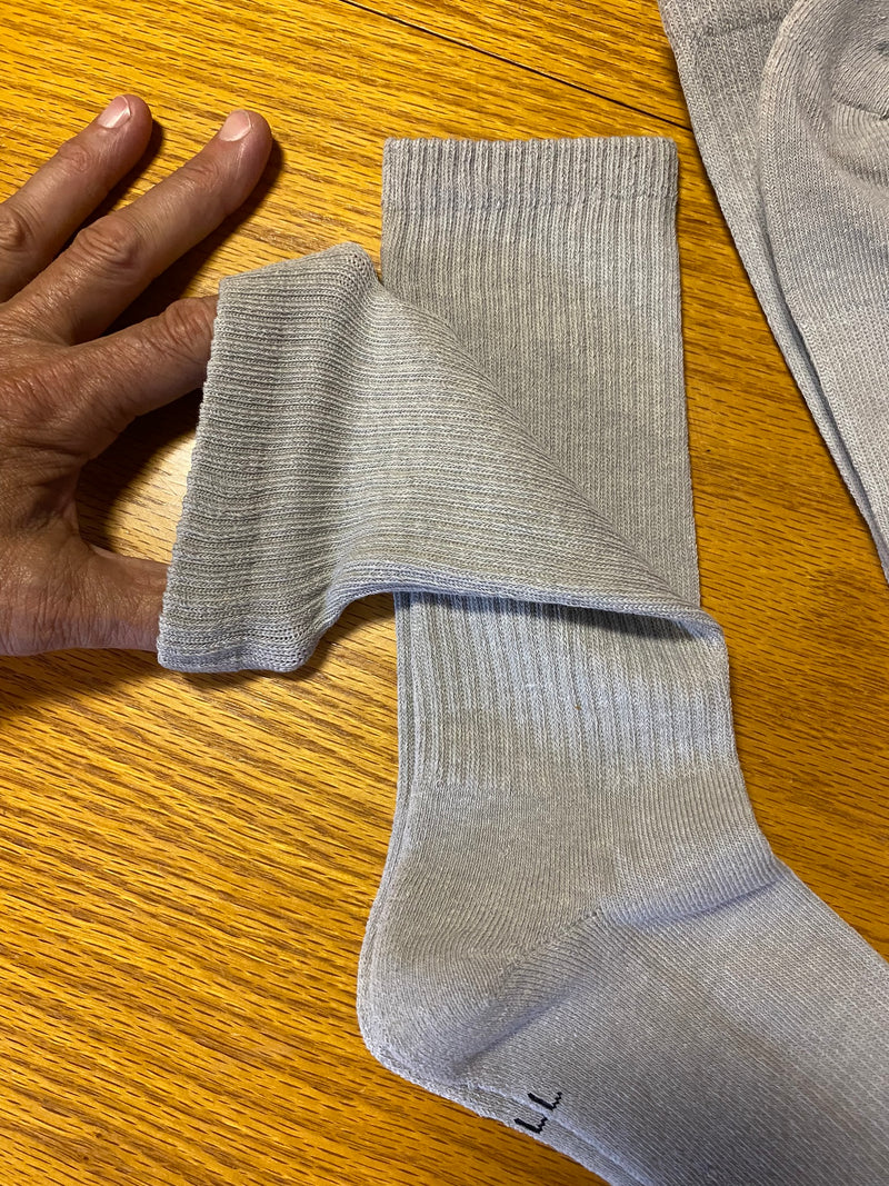 Tender Fit Graphene Socks - Grey - Soft Crew Height Cuff - 