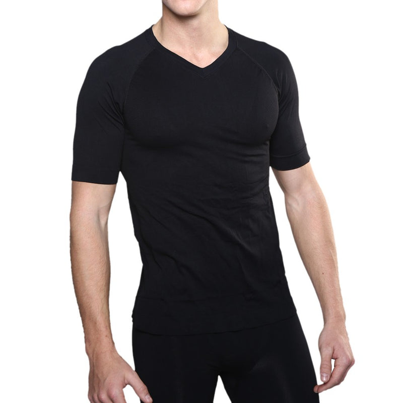 Black Circulation V-Neck T-Shirt For Men