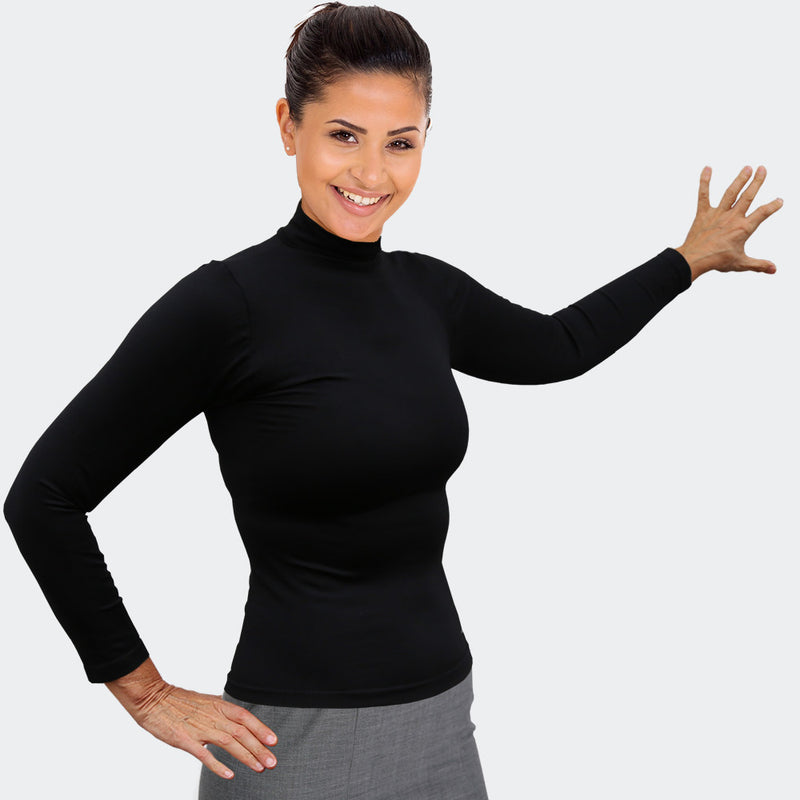 Ladies Circulation Mock Neck Long Sleeve Shirt