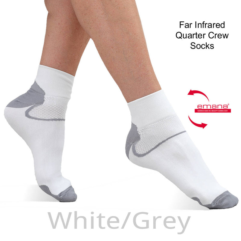 Buy White  Far Infrared Quarter Crew Sport Socks