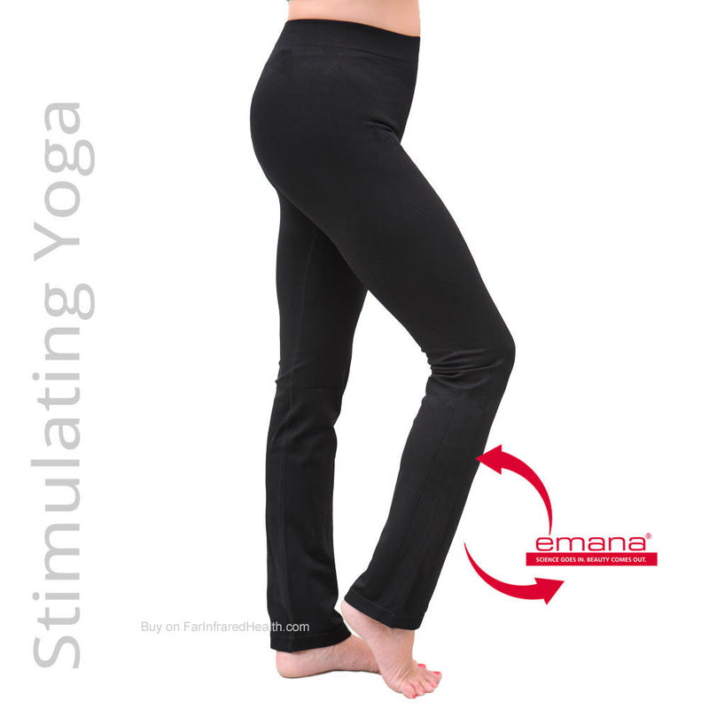 Firma Infrared Yoga Pants are made of a unique slimulating bio-crystal "smart fiber".