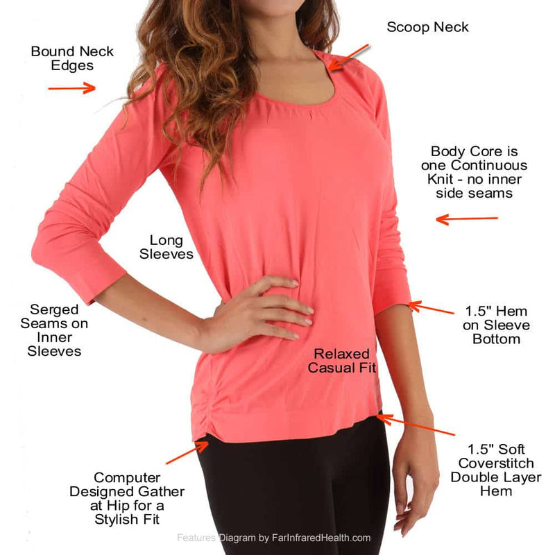 Features of the Long Sleeve SCOOP NECK Shirt for Women - Fibro Clothing