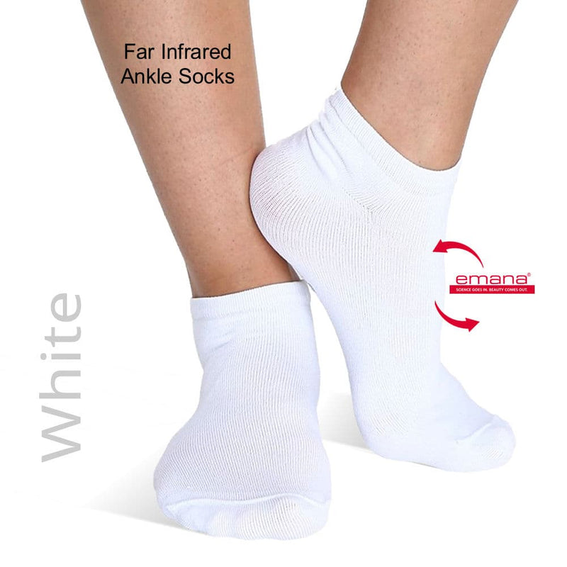Fibro Friendly Socks Ankle High FIRMA Infrared Bio-Crystal Socks - White 