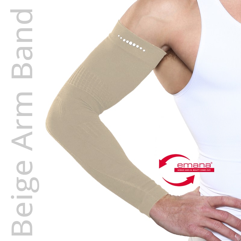 Beige Colored Fibro Friendly Far Infrared Arm Bands - Mild Compression - Promotes Circulation