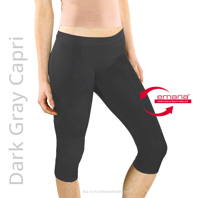 Dark Gray Circulation Far Infrared Capri Leggings  - Athleisure wear