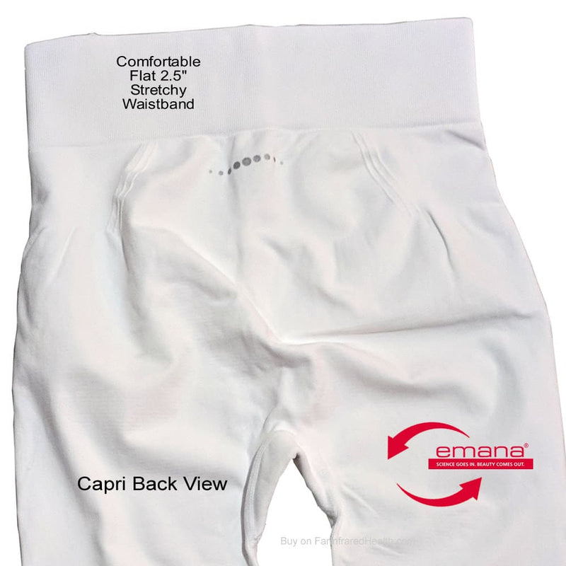 Closeup of Compression Far Infrared Capri Leggings in White
