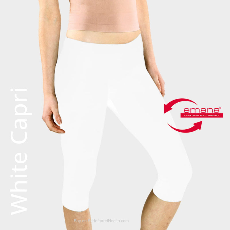 Comopression Far Infrared Capri Leggings in White - Shapewear