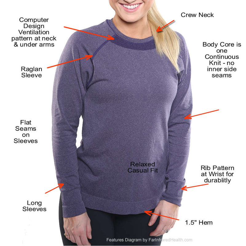 Features of the Circulation Crew Neck Long Sleeve Energy Shirt for Women