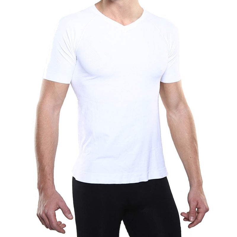 White Circulation V-Neck T-Shirt For Men