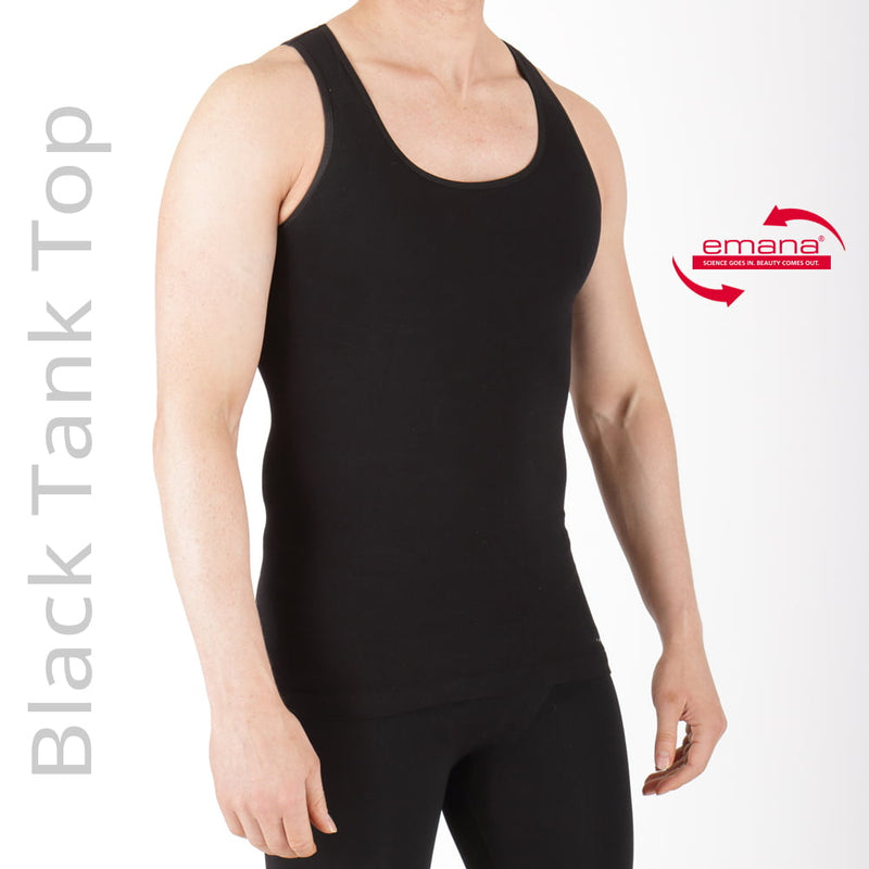 Far Infrared Circulation Compression Tank For Men in Black - Made With Emana Fiber