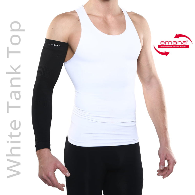 Far Infrared Compression Tank For Men - in White - Made with Emana Fiber