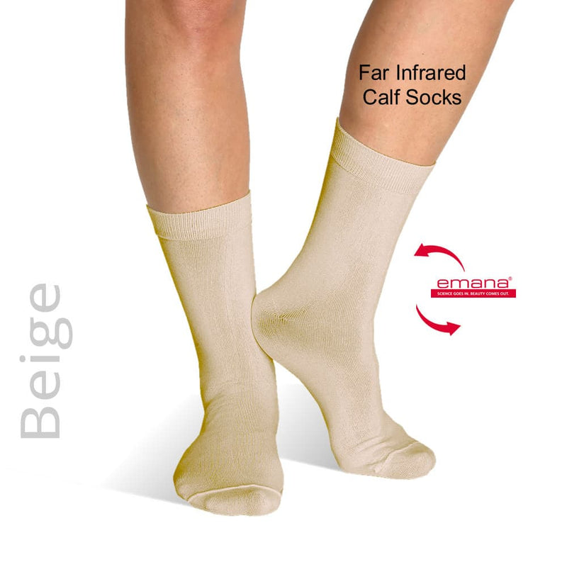 Sensitive Toe Raynaud's Socks - Far Infrared Circulation Socks Calf High - Beige