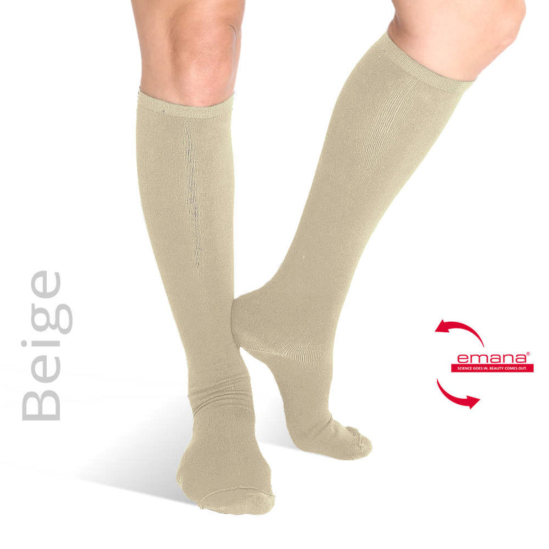 Compression Knee High Infrared Bio-Crystal Circulation Socks - Beige