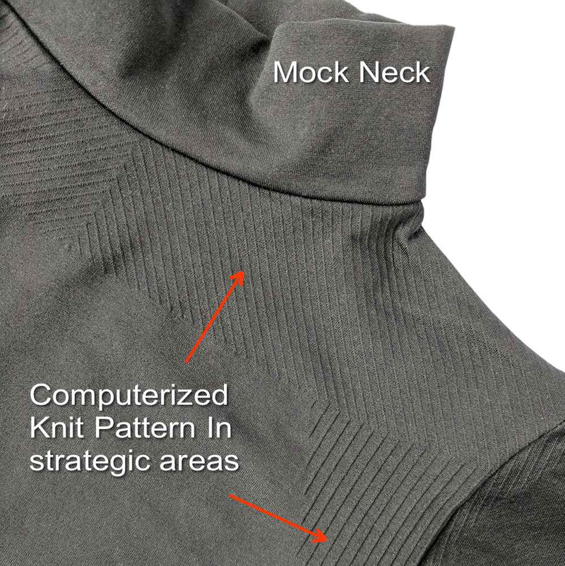 Closeup of Neck Panel on the Circulation Mock Neck Shirt