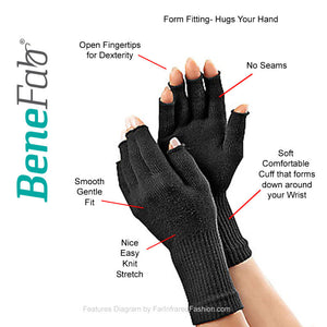 Far Infrared Open Fingertip Gloves by BeneFab