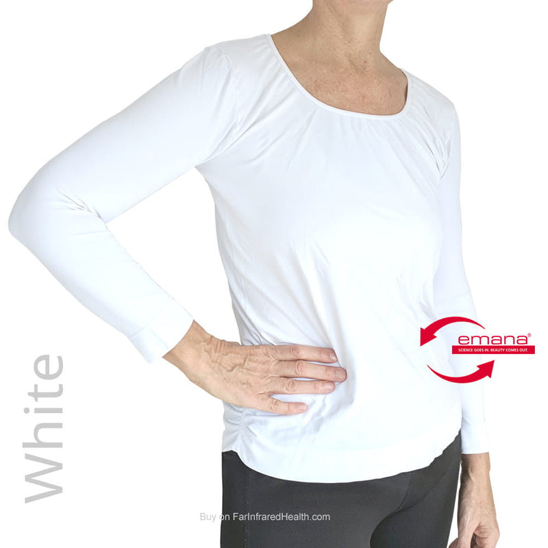 Best Circulation Long Sleeve Fibro Friendly Shirt -  SCOOP NECK Shirt for Women in White